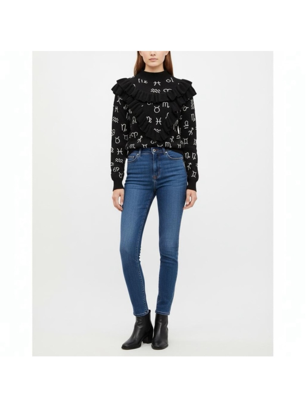 HUGO Hugo Boss zodiac sign ruffle sweater size small silk blend